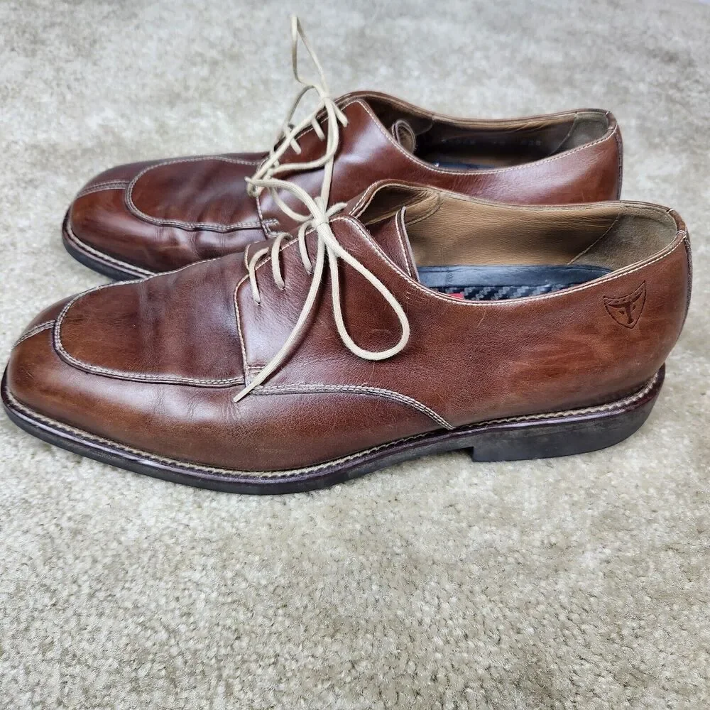 Michael Toschi Calaveras Shoes Mens 12 Brown Leather Split Toe Lace Up Eng Gent